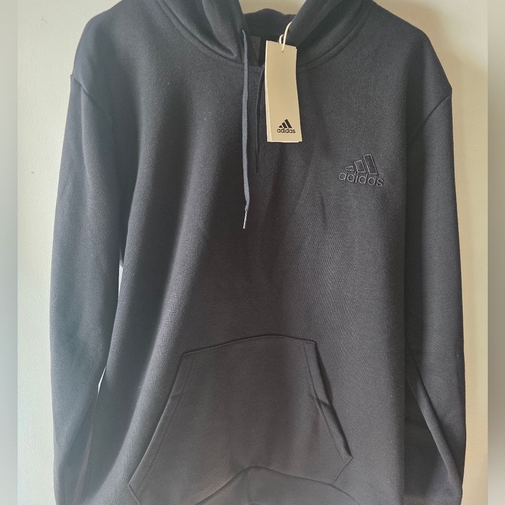 Adidas Men's Essentials Classic Black Hoodie Fleece Medium NWT